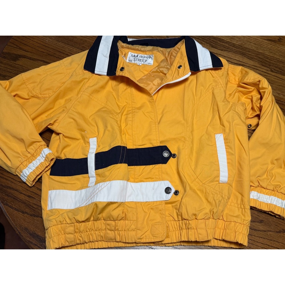 Mulberry Street Vintage Colorblock Windbreaker Jacket Yellow Navy White Small